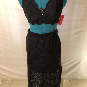Xhilaration Black Lace Halter Bralette sm 34b-36a